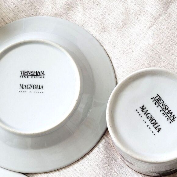 Tienshan Mug 8 piece Magnolia Flower Fine China Gold Trim Coffee Tea Cup - Picture 9 of 9